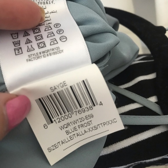 BCBG Light Blue Wrap Front Top - Picture 4 of 8